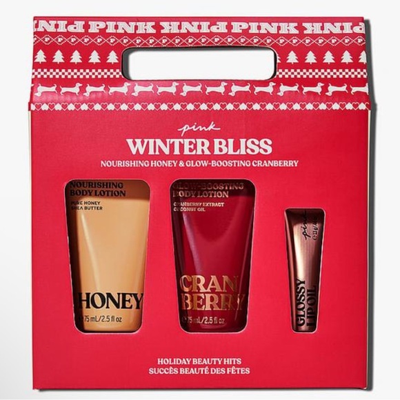Victoria's Secret Pink Winter Bliss Skincare Set - Red and Gold - Picture 1 of 10